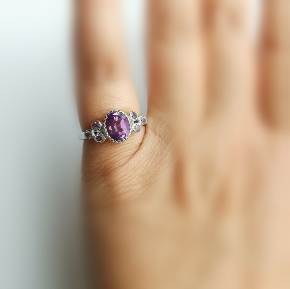 Amethyst multi gemstone sterling silver ring size 6 🆕 - Picture 4 of 5